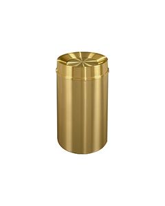 Glaro TA2035BE Atlantis "All-Weather" Collection Tip Action Self Closing Receptacle - 33 Gallon Capacity - 20" Dia. x 35" H - Satin Brass