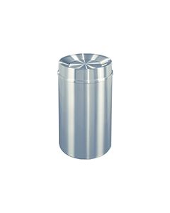 Glaro TA2035SA New Yorker Collection Tip Action Self Closing Receptacle - 33 Gallon Capacity - 20" Dia. x 35" H - Satin Aluminum