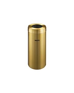 Glaro W1242BE "RecyclePro Value" Receptacle with Large Round Opening - 15 Gallon Capacity - 12" Dia. x 30" H - Satin Brass