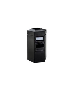 Single-Sided 45-Gallon Hex Windshield Center / Trash Can - 42" H x 25" W x 22" D - Black