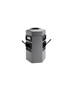 Double-Sided 35-Gallon Hex Windshield Center / Trash Can - 42" H x 25" W x 23" D - Charcoal Gray